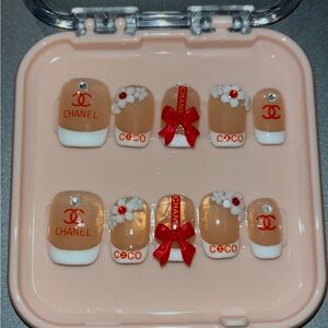 10 PC Hand Crafted Coco Christmas Nails NWT